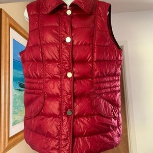 Quilted Goose Down Vest BY ESCADA SPORT sz 44 (US sz 10)BURGUNDY EUC
